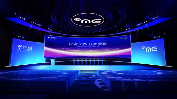 Stage setup for corporate event